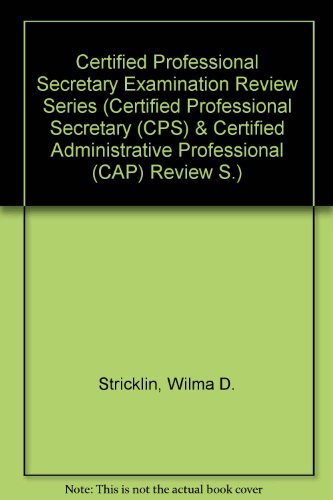 Behavioral Science in Business (Certified Professional Secretary Examination Review Series, Module 1) (9780131883277) by Stricklin, Wilma D.; Lauer, Deborah A.; Schroeder, Betty L.