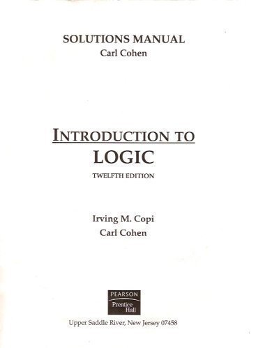 9780131913004: Solutions Manual for Introduction to Logic