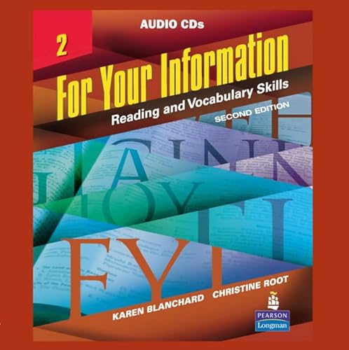 Imagen de archivo de For Your Information 2: Reading and Vocabulary Skills, Audio CDs a la venta por Revaluation Books