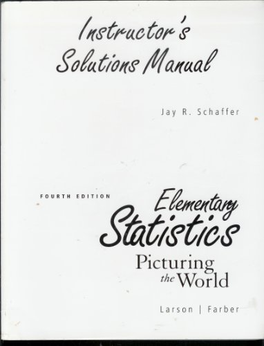 Stock image for Elementary Statistics: Picturing the World, Fourth Edition, Instructor's Solutions Manual for sale by HPB-Red