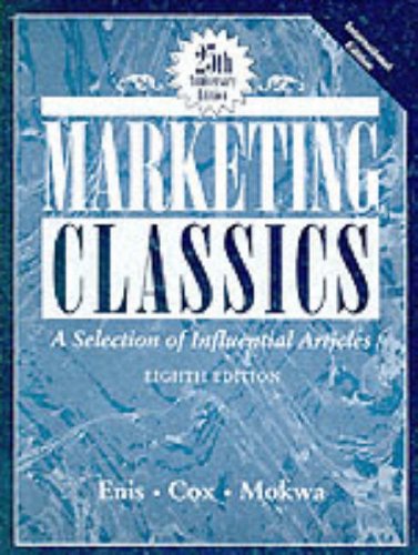Beispielbild fr Marketing Classics: A Selection of Influential Articles (Prentice Hall international editions) zum Verkauf von Ammareal