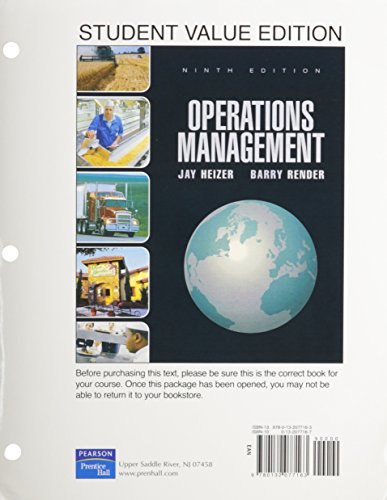 Operations Management, Student Value Edition (9780132077163) by Heizer, Jay; Render, Barry