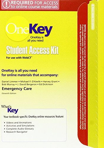 OneKey WebCT, Student Access Card, Emergency Care (9780132079303) by Limmer EMT-P, Daniel