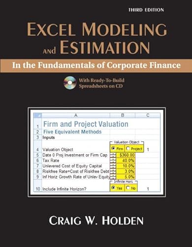 Imagen de archivo de Excel Modeling and Estimation in the Fundamentals of Corporation Finance a la venta por SecondSale