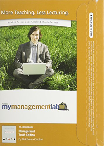 Beispielbild fr Management : Mymanagementlab + Full E-Book Student Access Code Card zum Verkauf von GreatBookPrices