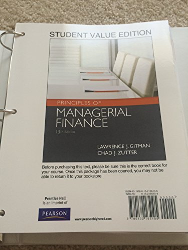 Stock image for Principles of Managerial Finance: Student Value Edition (Prentice Hall Series in Finance) for sale by dsmbooks