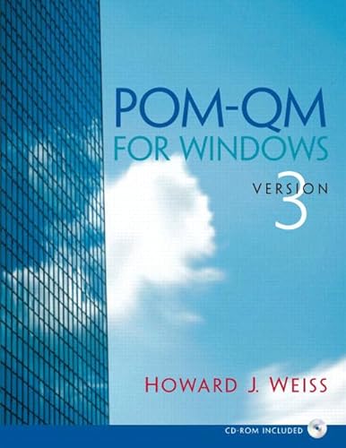 POM-QM for Windows: Version 3 (9780132219730) by Weiss, Howard J.