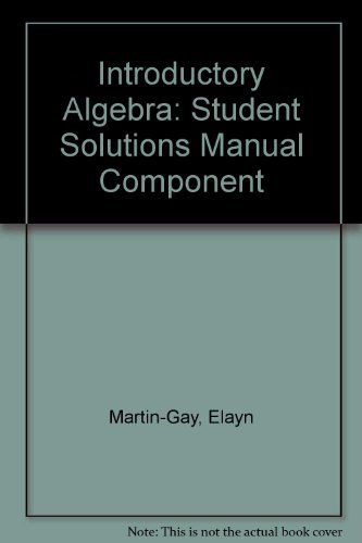 Beispielbild fr Introductory Algebra: Student Solutions Manual Component zum Verkauf von Wonder Book
