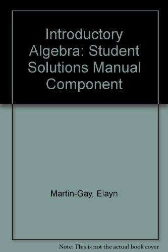 Imagen de archivo de Introductory Algebra: Student Solutions Manual Component a la venta por Wonder Book