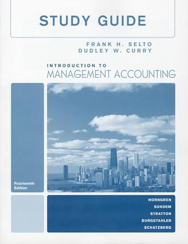 Imagen de archivo de Study Guide for Introduction to Management Accounting a la venta por Better World Books