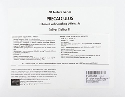 CD Lecture Series (Standalone) for Precalculus: Enhanced with Graphing Utilities (9780132356251) by Sullivan, Michael; Sullivan III, Michael