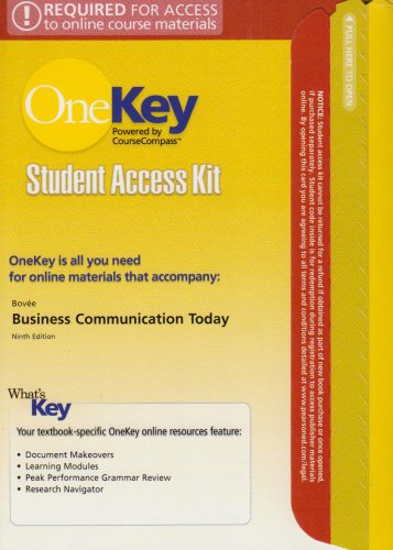 OneKey CourseCompass, Student Access Kit, Business Communication Today (9780132380140) by Bovee, Courtland L.