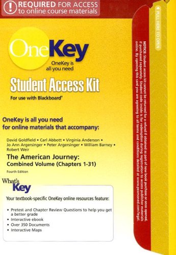 The American Journey Combined Volume: Chapters 1-31 (OneKey) (9780132381178) by Goldfield, David; Abbott, School Of Urban Studies And Planning Carl; Anderson, Virginia; Argersinger, University Jo Ann; Argersinger, Peter;...