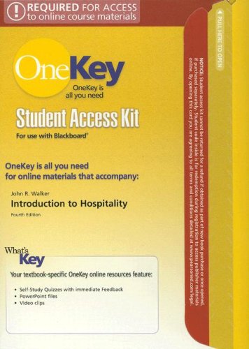 9780132383356: Introduction to Hospitality Onekey Blackboard Student Access Kit