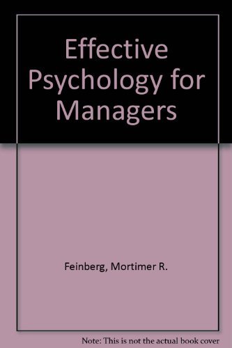 Imagen de archivo de Effective Psychology for Managers a la venta por Bibliohound