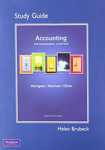 9780132569293: Study Guide for Accounting, Chapter 14-24 (Managerial Chapters)