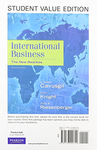 International Business + New Myiblab With Pearson Etext Access Card: The New Realities, Student Value Edition (9780132574891) by Cavusgil, S. Tamer; Knight, Gary; Riesenberger, John R.