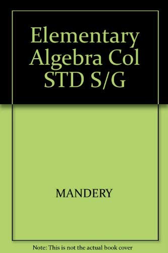 Stock image for Elementary Algebra COL STD S/G for sale by HPB-Red