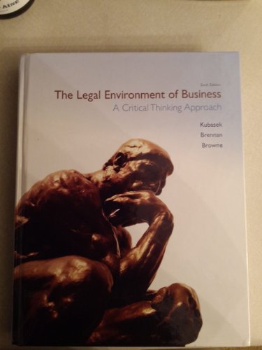 Imagen de archivo de The Legal Environment of Business: A Critical Thinking Approach a la venta por SecondSale