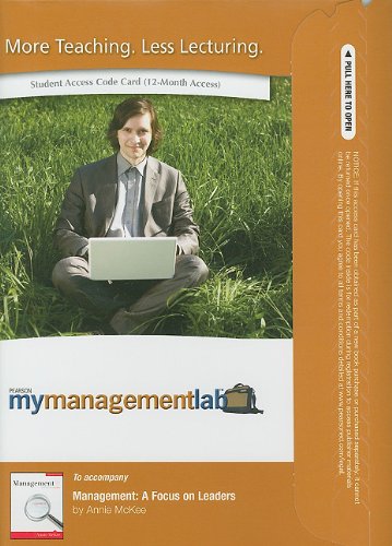 Management a Focus on Leaders: Mymanagementlab Student Access Code Card (9780132668965) by McKee, Annie