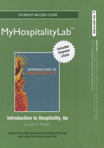 Imagen de archivo de 2012 MyHospitalityLab with Pearson eText -- Access Card -- for Introduction to Hospitality a la venta por The Book Cellar, LLC