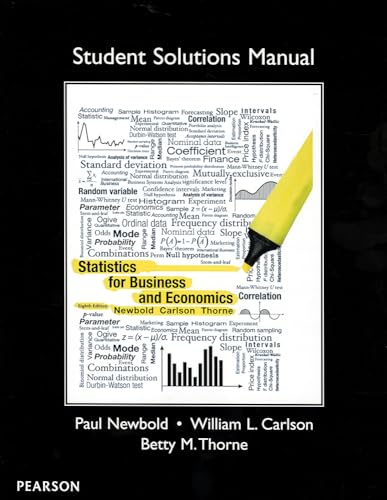 Stock image for Student Solutions Manual for Statistics for Business and Economics for sale by Irish Booksellers