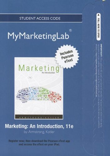 Imagen de archivo de Marketing Student Access Code: An Introduction (Mymarketinglab) a la venta por HPB-Red