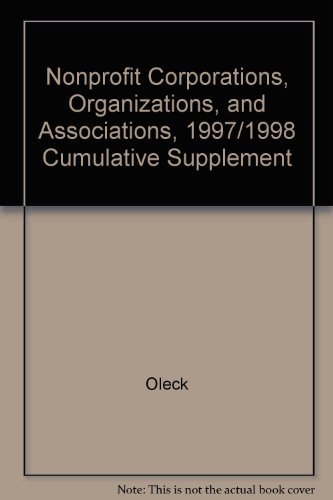 Stock image for Nonprofit Corporations, Organizations, and Associations, 97-98 Cumulative Supplement for sale by HPB-Red
