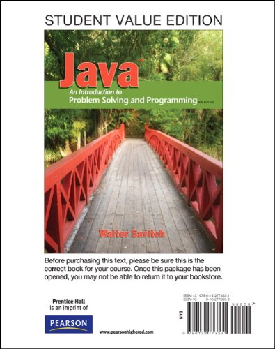 Stock image for Student Value Edition for Java: An Introduction to Problem Solving and Programming (6th Edition) for sale by dsmbooks
