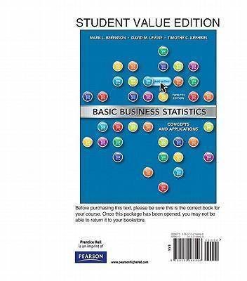 Stock image for Basic Business Statistics, Student Value Edition with Student Solutions Manual (12th Edition) for sale by redgorillabooks