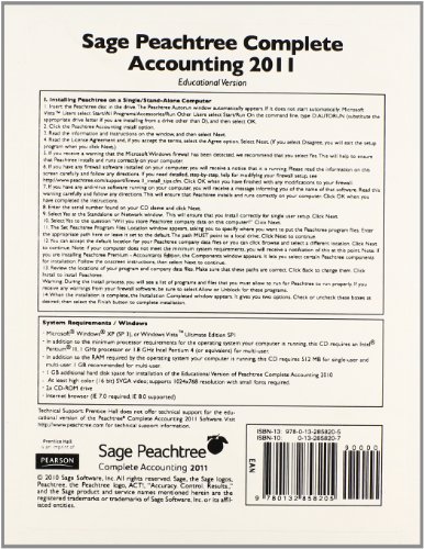 9780132858205: Peachtree Complete Accounting 2011 CD