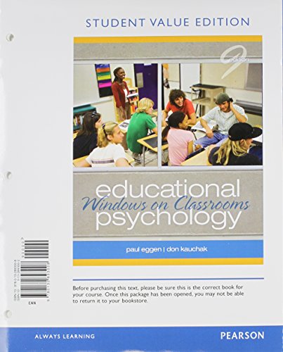 9780132893008: Educational Psychology: Windows on Classrooms