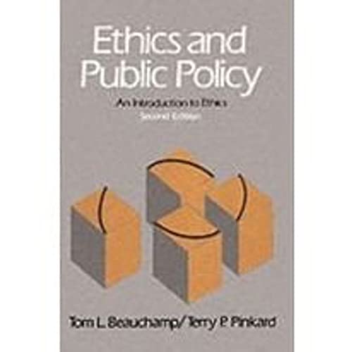 Beispielbild fr Ethics and Public Policy : Introduction to Ethics zum Verkauf von Better World Books