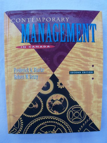 Stock image for Contemporary Management in Canada for sale by Better World Books