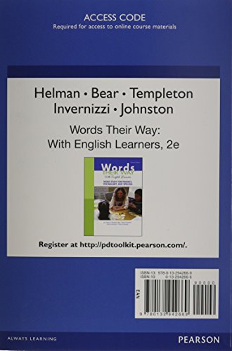 9780132942669: Words Their Way With English Learners Pdtoolkit 12-month Extension Standalone Access Card: Word Study for Phonics, Vocabulary, and Spelling: Word ... and Spelling -- PDToolKit (Extension)