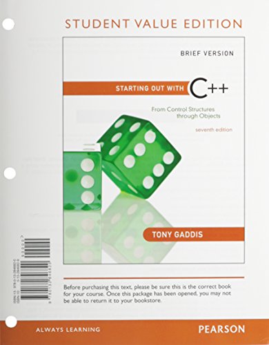 Stock image for Starting Out with C++ from Control Structures to Objects, Brief, Student Value Edition Plus MyProgrammingLab with Pearson eText -- Access Card Package (7th Edition) for sale by dsmbooks