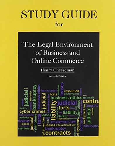 Imagen de archivo de Study Guide for Legal Environment of Business and Online Commerce a la venta por ThriftBooks-Atlanta