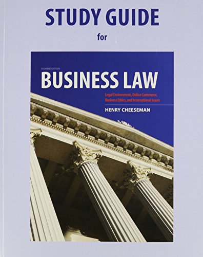 Stock image for Study Guide for Business Law for sale by The Book Spot