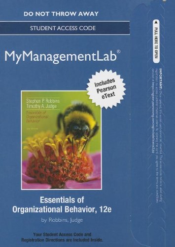 Beispielbild fr Essentials of Organizational Behavior New Mymanagementlab With Pearson Etext Access Card (MyManagementLab (access codes)) zum Verkauf von Campus Bookstore