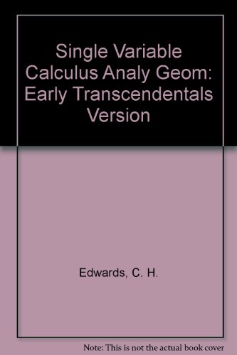 Beispielbild fr Single-variable Calculus With Analytic Geometry: Early Transcendentals Version zum Verkauf von Basi6 International