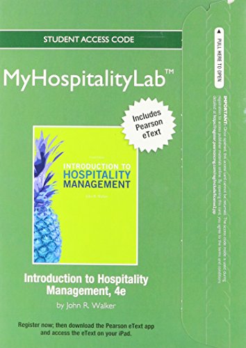 Stock image for Introduction to Hospitality Management MyHospitalityLab Access Code: Includes Pearson Etext for sale by PAPER CAVALIER US