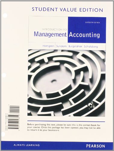 Beispielbild fr Introduction to Management Accounting: Student Value Edition zum Verkauf von Revaluation Books