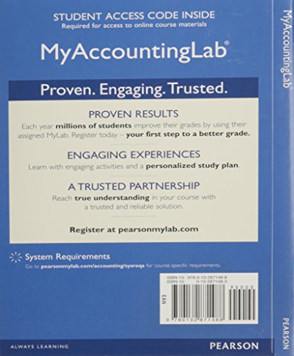 Imagen de archivo de MyAccountingLab with Pearson eText for Introduction to Management Accounting Passcode a la venta por Revaluation Books