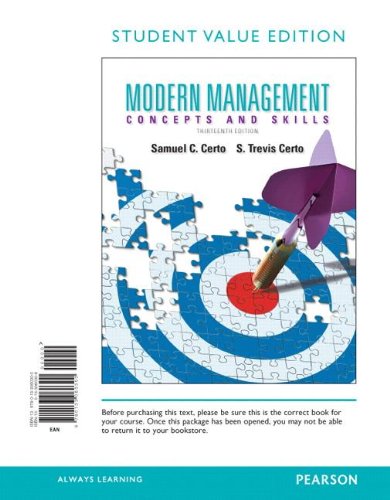 Beispielbild fr Modern Management, Student Value Edition (13th Edition) zum Verkauf von SecondSale