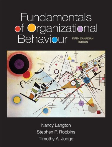 Beispielbild fr Fundamentals of Organizational Behaviour, Fifth Canadian Edition (5th Edition) zum Verkauf von ThriftBooks-Dallas