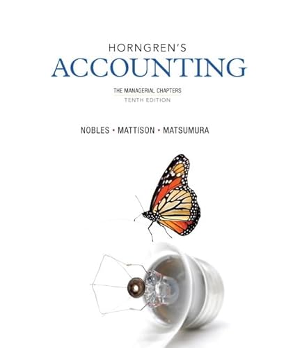 Beispielbild fr Horngren's Accounting, The Managerial Chapters (10th Edition) zum Verkauf von SecondSale