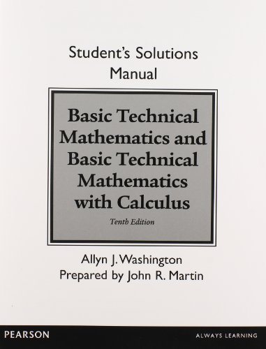 Imagen de archivo de Student Solutions Manual for Basic Technical Mathematics and Basic Technical Mathematics with Calculus a la venta por SecondSale