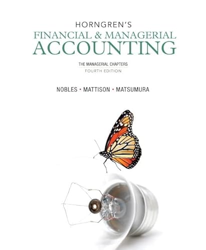 Imagen de archivo de Horngren's Financial & Managerial Accounting: The Managerial Chapters (4th Edition) a la venta por SecondSale