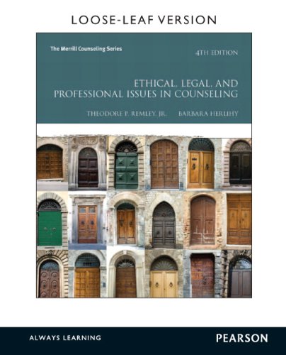 Stock image for Ethical, Legal, and Professional Issues in Counseling, Loose-Leaf Version (4th Edition) for sale by HPB-Red