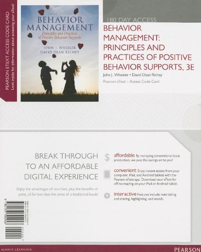 Beispielbild fr Behavior Management: Principles and Practices of Positive Behavior Supports, Pearson eText -- Access Card (3rd Edition) zum Verkauf von SecondSale